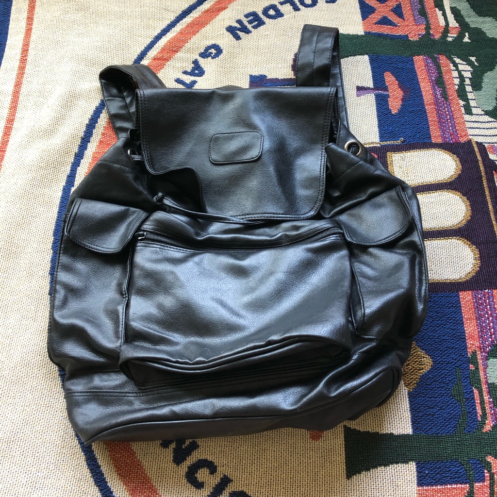 Leather Drawstring Backpack